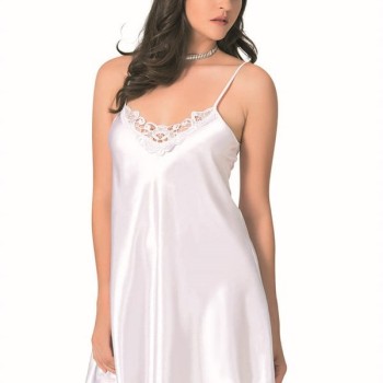 Arias Closet Beyaz Kısa Saten Gecelik